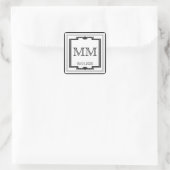 Zwart Wit Zilver Art Deco Lijst Monogram Sticker (Tas)