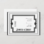 Zwart Wit Zilver Art Deco Lijst Response Kaart (Voorkant / Achterkant)