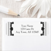 Zwart Wit Zilver Art Deco Lijst Retouradres Etiket (Insitu)