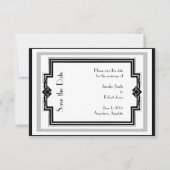 Zwart Wit Zilver Art Deco Lijst Save the Date (Voorkant)