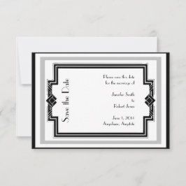 Zwart Wit Zilver Art Deco Lijst Save the Date