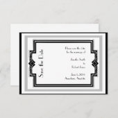 Zwart Wit Zilver Art Deco Lijst Save the Date (Voorkant / Achterkant)