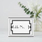 Zwart Wit Zilver Art Deco Lijst Tafelnummer (Staand voorkant)