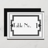 Zwart Wit Zilver Art Deco Lijst Tafelnummer (Voorkant / Achterkant)