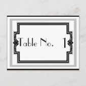Zwart Wit Zilver Art Deco Lijst Tafelnummer (Voorkant)