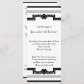 Zwart Wit Zilver Art Deco Lijst Trouwprogramma Programmakaart (Voorkant / Achterkant)