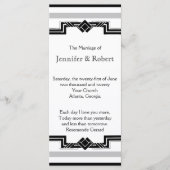 Zwart Wit Zilver Art Deco Lijst Trouwprogramma Programmakaart (Voorkant)