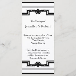 Zwart Wit Zilver Art Deco Lijst Trouwprogramma Programmakaart