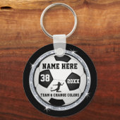 Zwart, wit, zilver Cheap Soccer Giveaways Sleutelhanger (Voorkant)