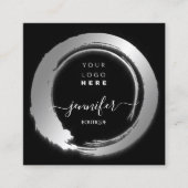 Zwart Wit Zilver Custom QR LOGO SHOP Vierkante Visitekaartje (Voorkant)