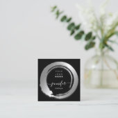 Zwart Wit Zilver Custom QR LOGO SHOP Vierkante Visitekaartje (Staand voorkant)