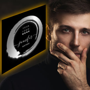 Zwart Wit Zilver Custom QR LOGO SHOP Vierkante Visitekaartje