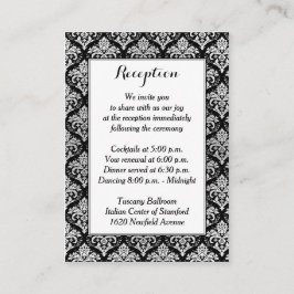 Zwart Wit Zilver Damask Receptie Enclosure Kaart