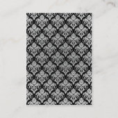 Zwart Wit Zilver Damask Receptie Enclosure Kaart (Achterkant)