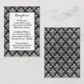 Zwart Wit Zilver Damask Receptie Enclosure Kaart (Voorkant / Achterkant)