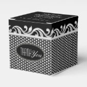 Zwart Wit Zilver Fleur Bruiloft Dank je Feest Bedankdoosjes (Voorkant Zijde)