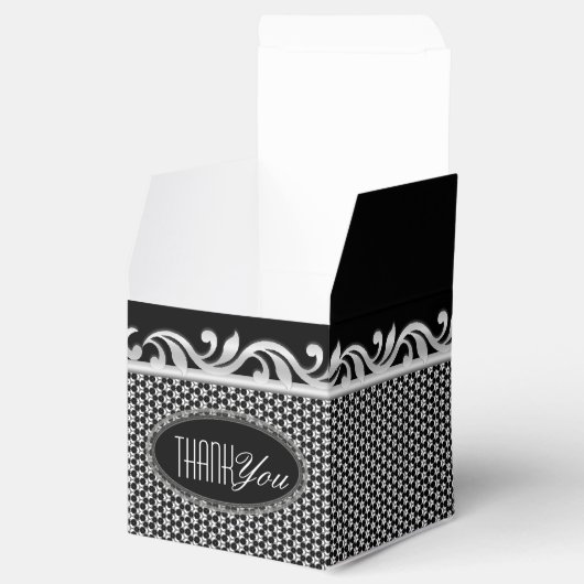Zwart Wit Zilver Fleur Bruiloft Dank je Feest Bedankdoosjes (Geopend)