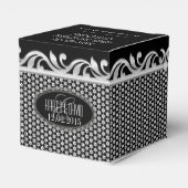 Zwart Wit Zilver Fleur Bruiloft Dank je Feest Bedankdoosjes (Achterkant)