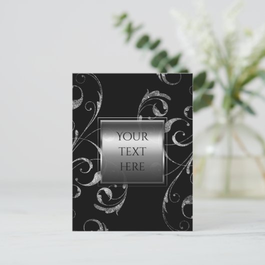 Zwart-wit zilver glas zilvervormer briefkaart (Staand voorkant)