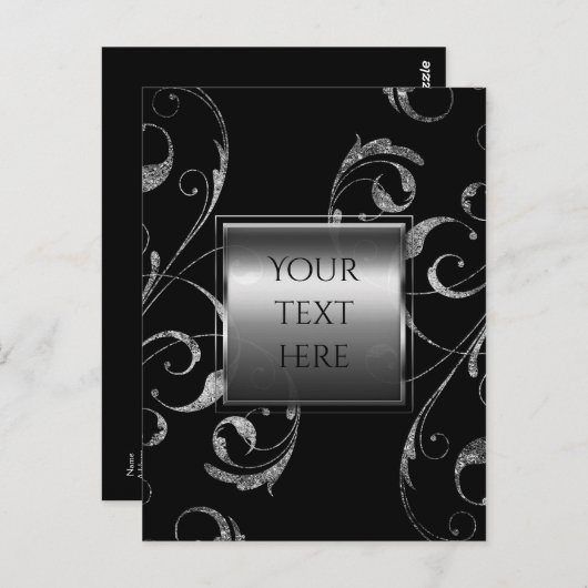 Zwart-wit zilver glas zilvervormer briefkaart (Voorkant / Achterkant)
