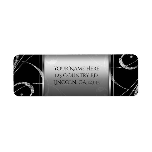 Zwart-wit zilver glas zilvervormer etiket (Voorkant)