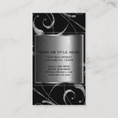 Zwart-wit zilver glas zilvervormer visitekaartje (Achterkant)