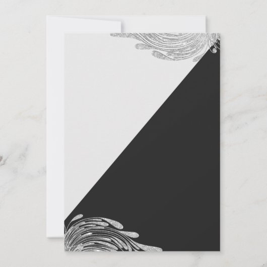 Zwart Wit Zilver Glitter Masquerade Prom Kaart (Achterkant)