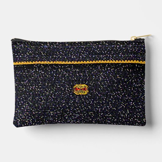 Zwart-wit Zilver Goud Artisan Haakprint Etui (Achterkant)