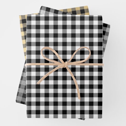 Zwart Wit Zilver Goud Plaid Inpakpapier Vel (In situ)