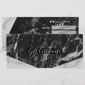 Zwart Wit & Zilver Marmer Glam Cadeaubon (Voorkant / Achterkant)