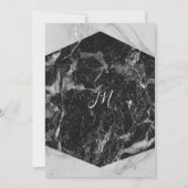 Zwart Wit & Zilver Marmer Modern Glam Bruiloft Kaart (Achterkant)