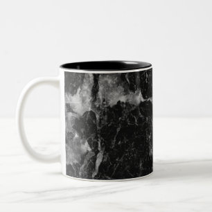 Zwart Wit & Zilver Marmer Modern Glam Tweekleurige Koffiemok