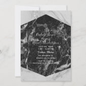 Zwart Wit & Zilver Marmer Modern Vrijgezellenfeest Kaart (Voorkant)
