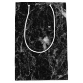 Zwart Wit & Zilver Marmer Moderne Glam Feest Medium Cadeauzakje (Voorkant)