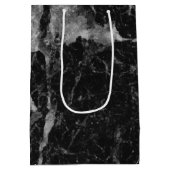 Zwart Wit & Zilver Marmer Moderne Glam Feest Medium Cadeauzakje (Achterkant)