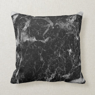 Zwart Wit & Zilver Marmer Moderne Glamour Kussen