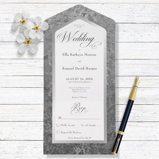 Zwart-wit, zilver, modern, geen diner all in one uitnodiging