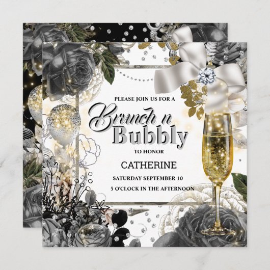 Zwart wit zilver roos schokdemper kaart (Voorkant / Achterkant)