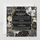 Zwart wit zilver roos schokdemper kaart (Achterkant)