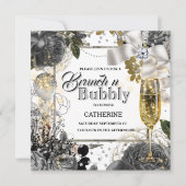 Zwart wit zilver roos schokdemper kaart (Voorkant)