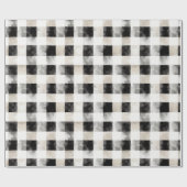 Zwart Wit Zilver Rustiek Kerstmis Cadeaupapier (Vlak)