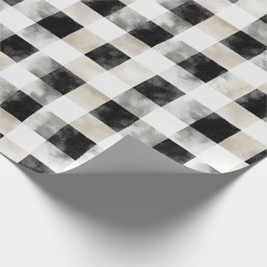 Zwart Wit Zilver Rustiek Kerstmis Cadeaupapier (Hoek)