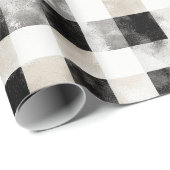 Zwart Wit Zilver Rustiek Kerstmis Cadeaupapier (Rol Hoek)