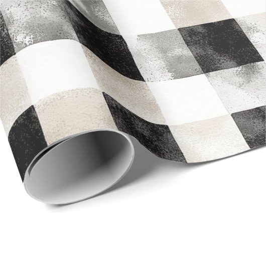 Zwart Wit Zilver Rustiek Kerstmis Cadeaupapier (Rol Hoek)