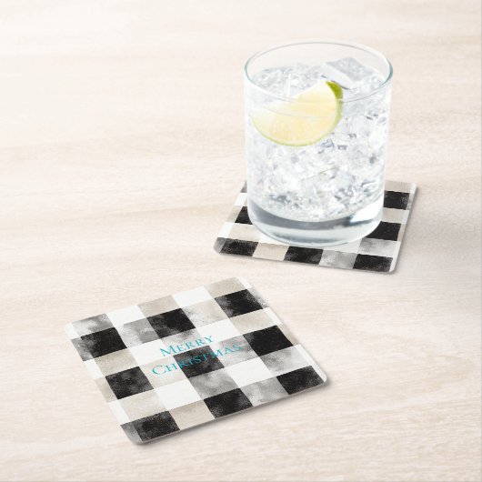 Zwart Wit Zilver Rustieke Stripes Kerstmis Kartonnen Onderzetters (Insitu)