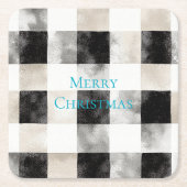 Zwart Wit Zilver Rustieke Stripes Kerstmis Kartonnen Onderzetters (Voorkant)