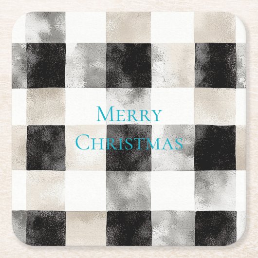 Zwart Wit Zilver Rustieke Stripes Kerstmis Kartonnen Onderzetters (Voorkant)