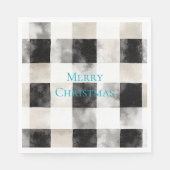 Zwart Wit Zilver Rustieke Stripes Kerstmis Servet (Voorkant)