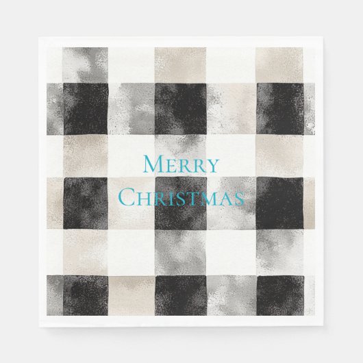 Zwart Wit Zilver Rustieke Stripes Kerstmis Servet (Voorkant)