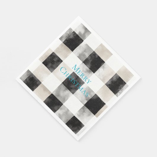 Zwart Wit Zilver Rustieke Stripes Kerstmis Servet (Hoek)